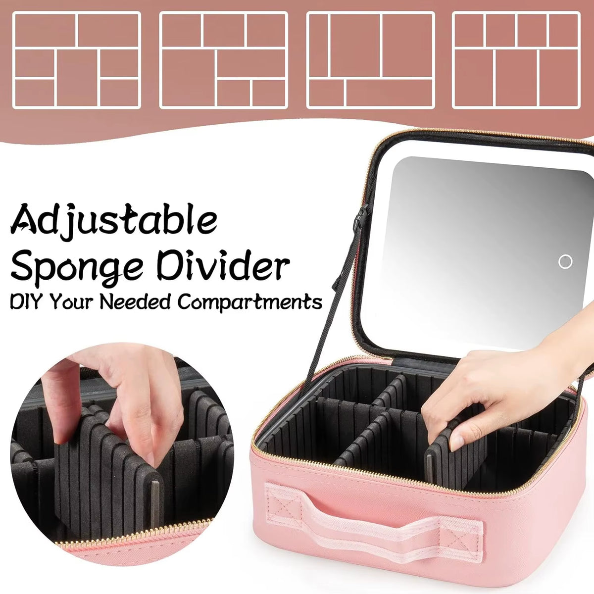 Travel Makeup Case with LED Mirror