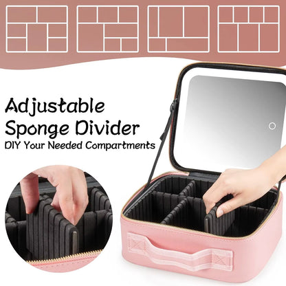 Travel Makeup Case with LED Mirror
