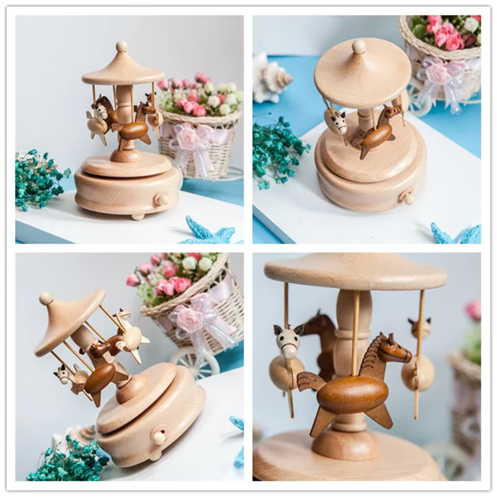 Wooden Carousel Music Box