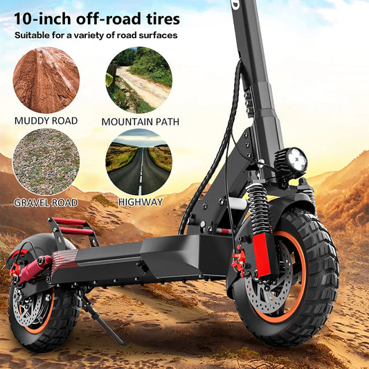 600W Adult Electric Scooter for Commuting Shopping, 48V Folding Electric Skateboard for Women Men with Seat & LED Headlight, 10" Tire