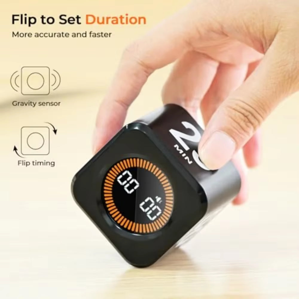 Flip-to-Start Cube Focus Timer (Preset Countdowns)