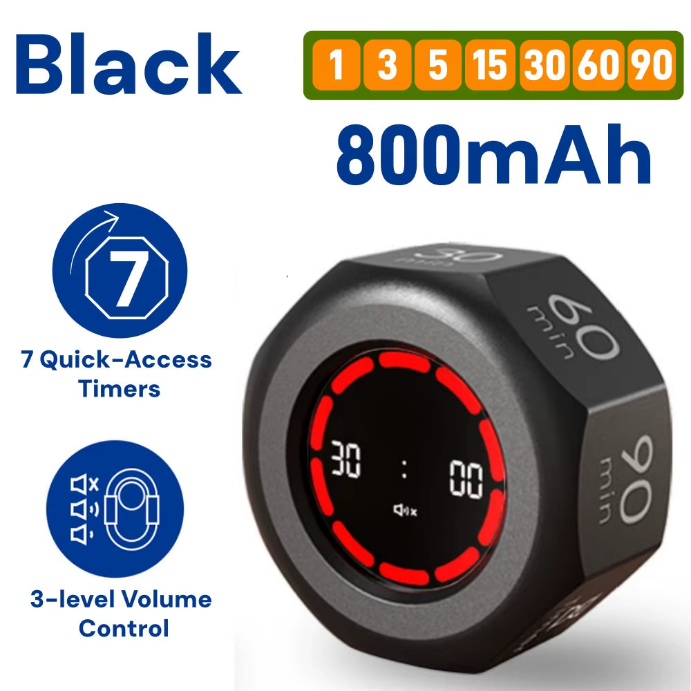 Flip-to-Start Cube Focus Timer (Preset Countdowns)