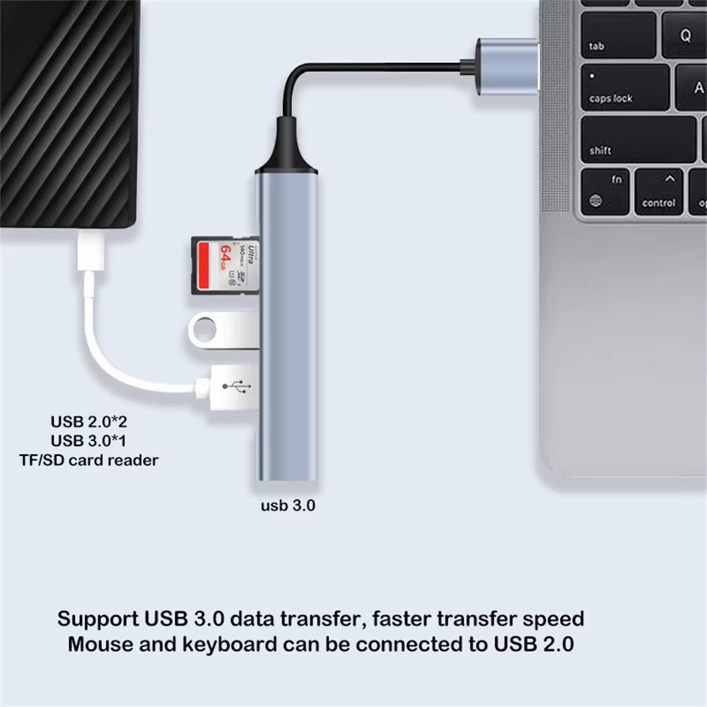 Aluminum USB-C Hub with SD/TF Card Reader
