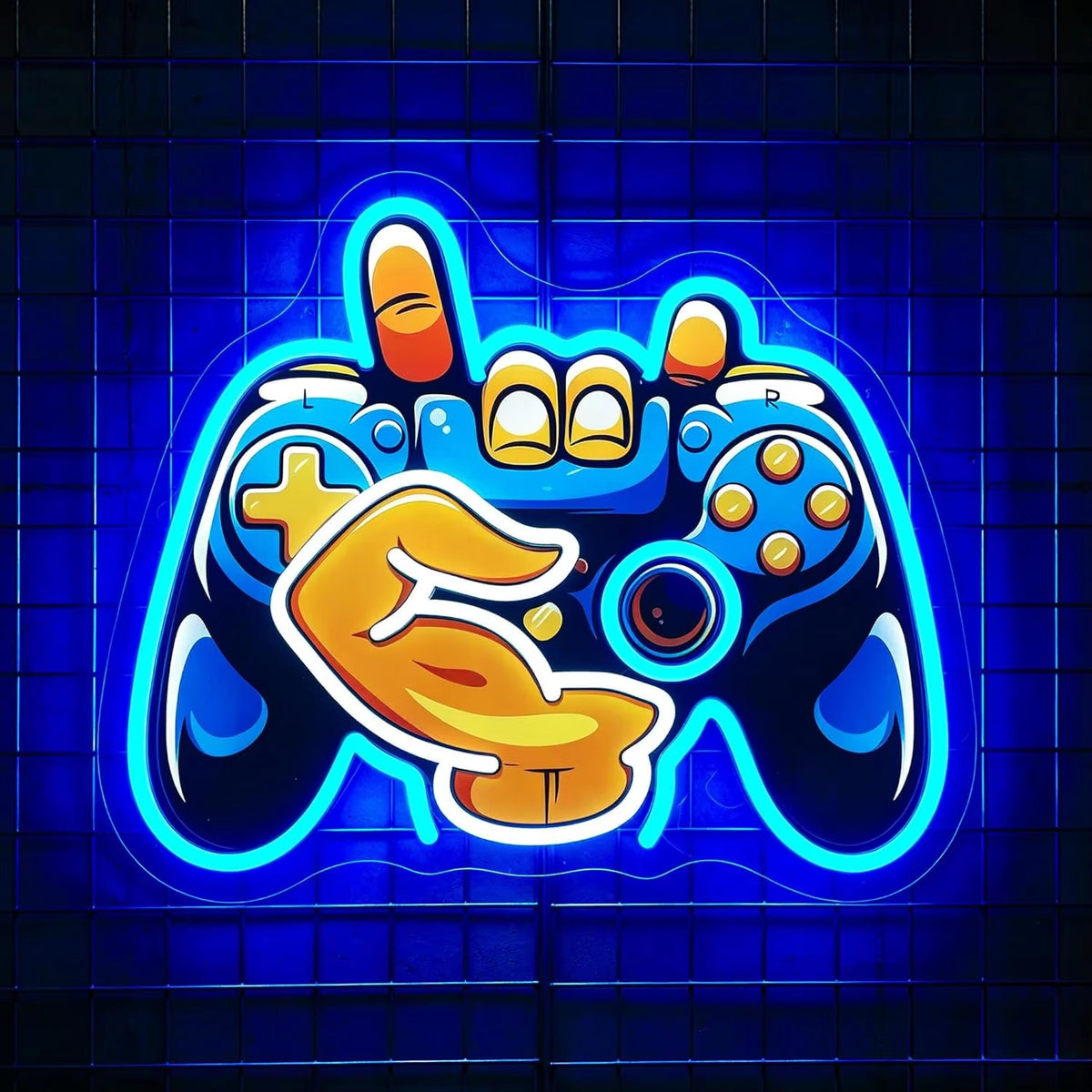 GAMER Neon Sign with Hooded-Player Art (LED, USB)