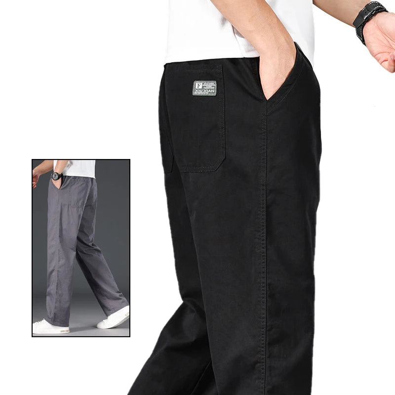 Relaxed-Fit Cotton Drawstring Trousers (Light Grey)
