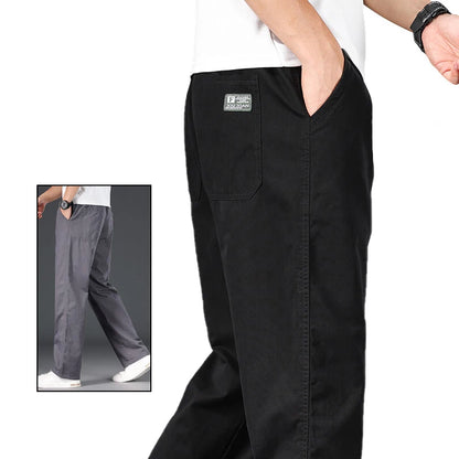 Relaxed-Fit Cotton Drawstring Trousers (Light Grey)