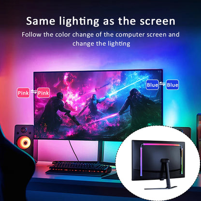 USB Screen-Sync RGB Monitor Backlight Strip (24–34 in)
