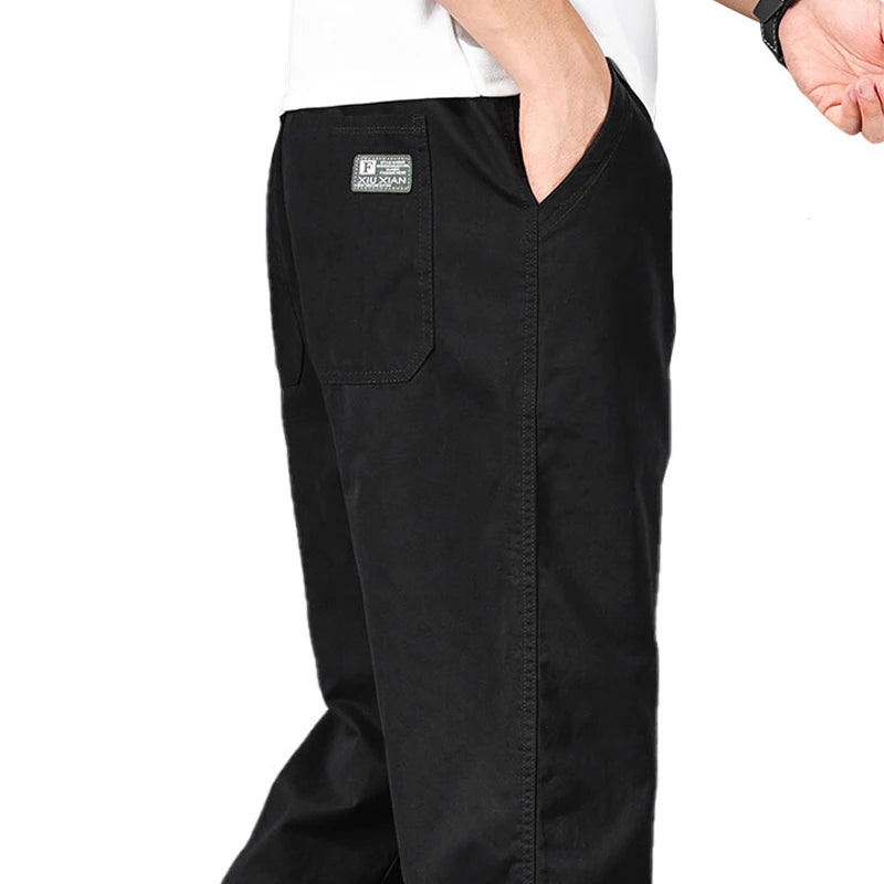 Relaxed-Fit Cotton Drawstring Trousers (Light Grey)