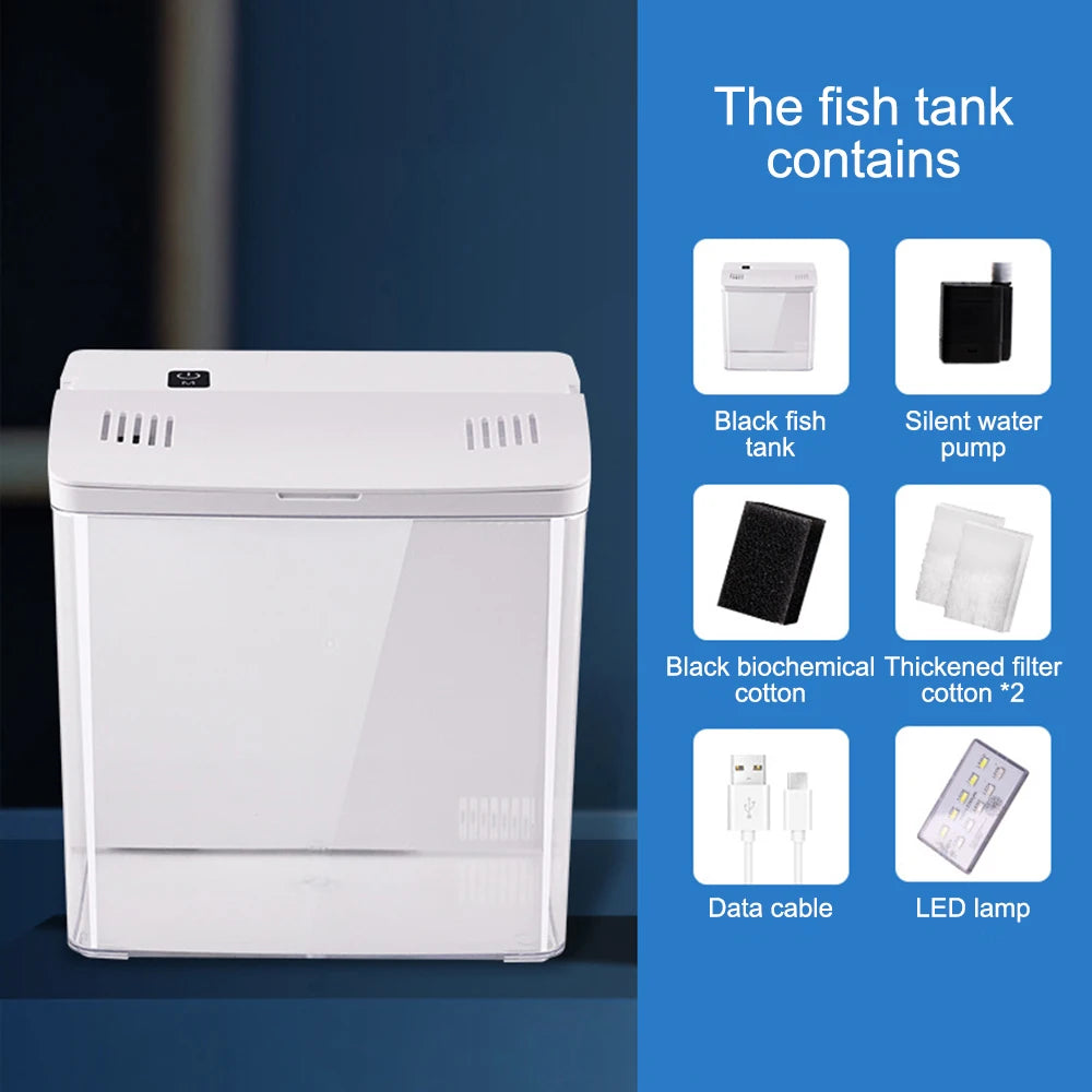 Desktop Mini Aquarium with LED Light