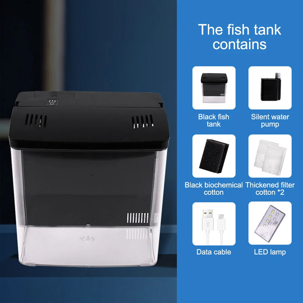 Desktop Mini Aquarium with LED Light