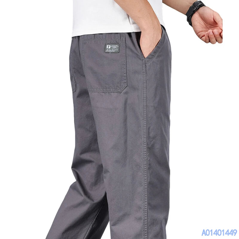 Relaxed-Fit Cotton Drawstring Trousers (Light Grey)