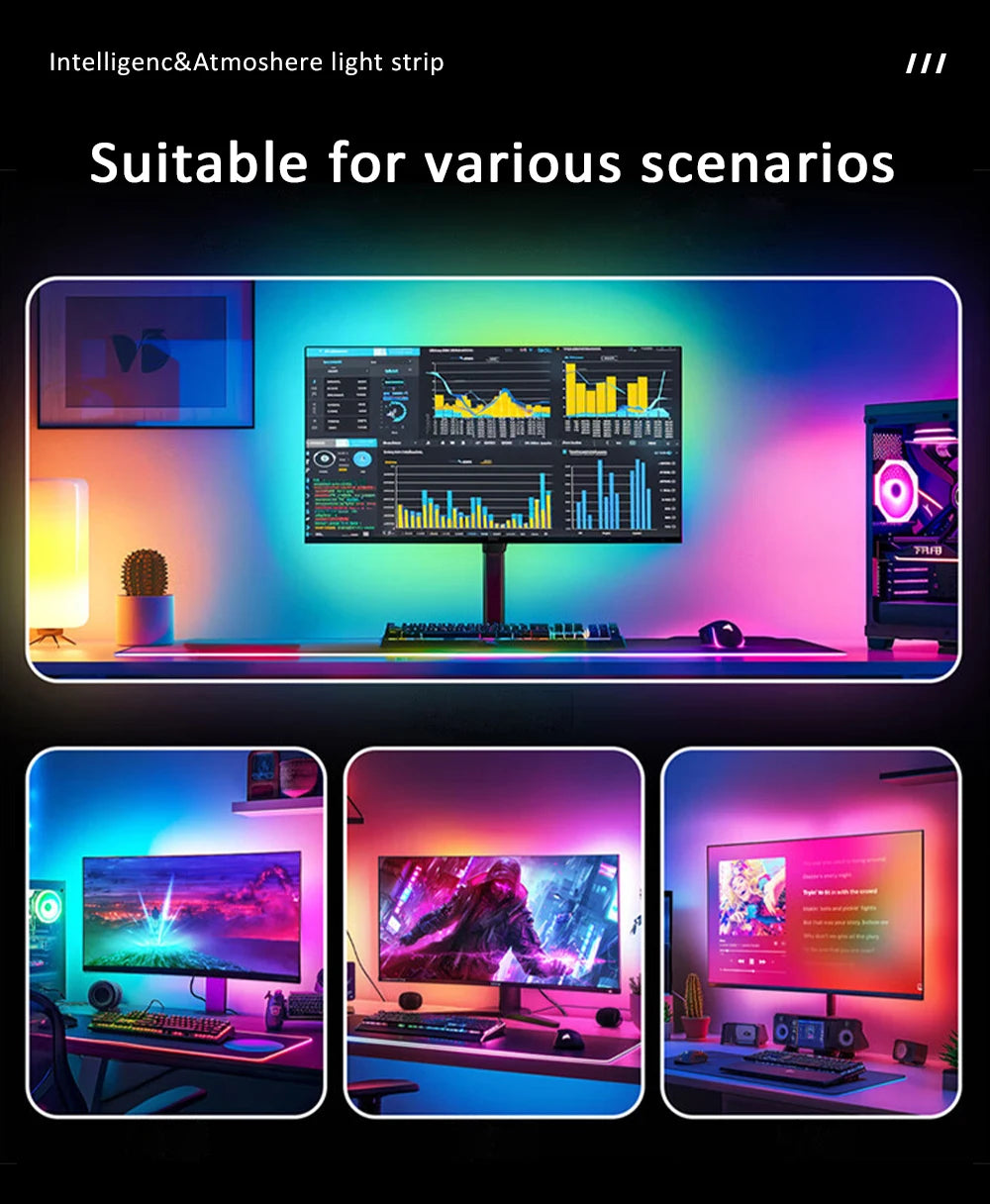 USB Screen-Sync RGB Monitor Backlight Strip (24–34 in)