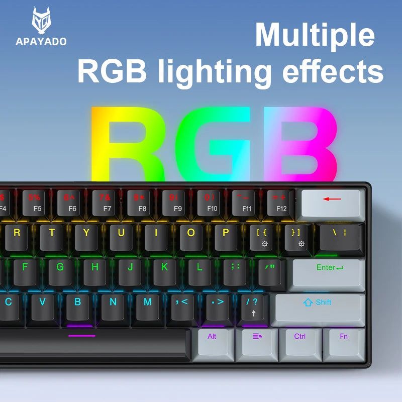 60% Hot-Swap RGB Mechanical Keyboard (61 Keys, Wired)