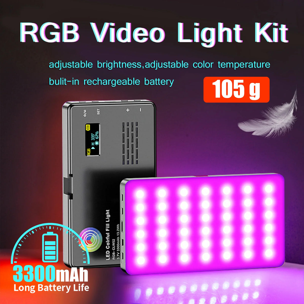 Pocket RGB Video Light Panel (Magnetic Back)