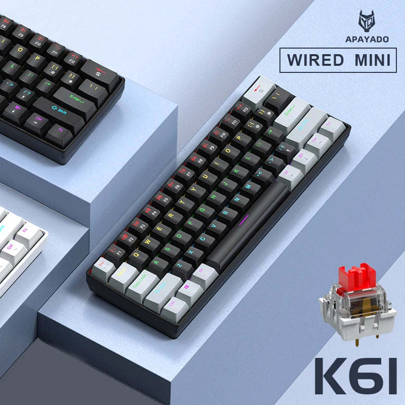 60% Hot-Swap RGB Mechanical Keyboard (61 Keys, Wired)