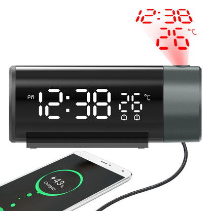Ceiling Projection Alarm Clock (180° Rotating Projector)