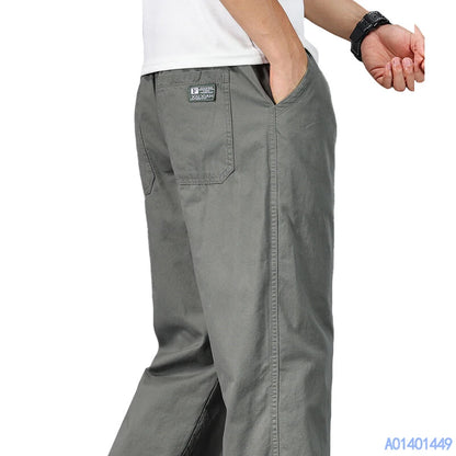 Relaxed-Fit Cotton Drawstring Trousers (Light Grey)
