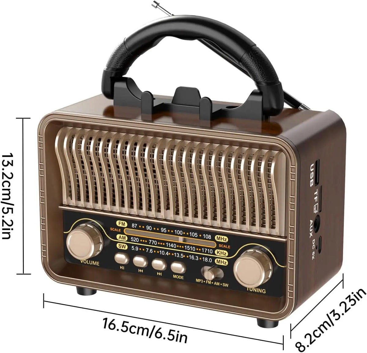 Retro Wood-Look Radio Bluetooth Speaker