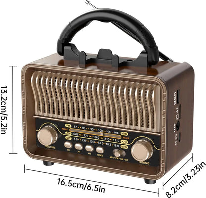 Retro Wood-Look Radio Bluetooth Speaker