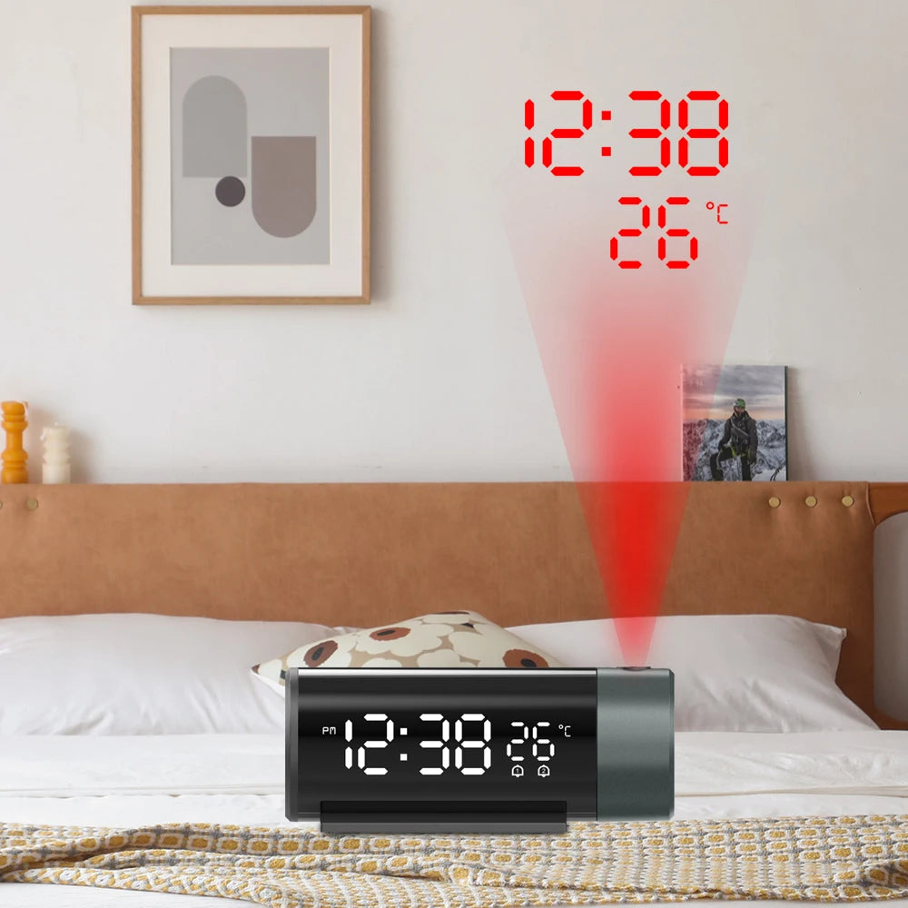 Ceiling Projection Alarm Clock (180° Rotating Projector)