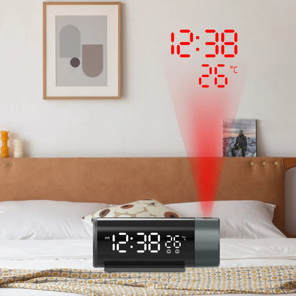 Ceiling Projection Alarm Clock (180° Rotating Projector)