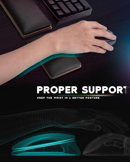 RGB Keyboard and Mouse Wrist Rest Set for 60%-75% Compact Keyboards