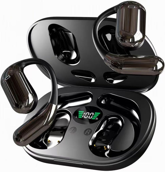 Wireless Bluetooth Earbuds - LED Display, Open Ear Hooks
