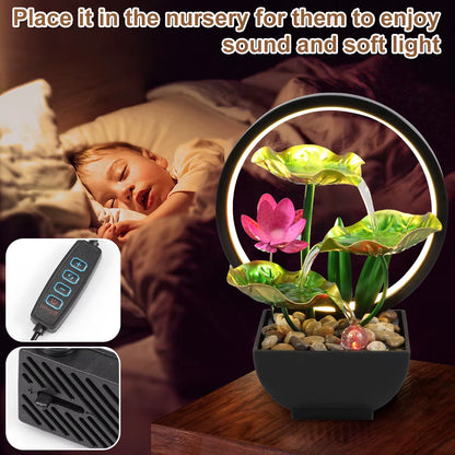 LED Tabletop Lotus Waterfall Fountain