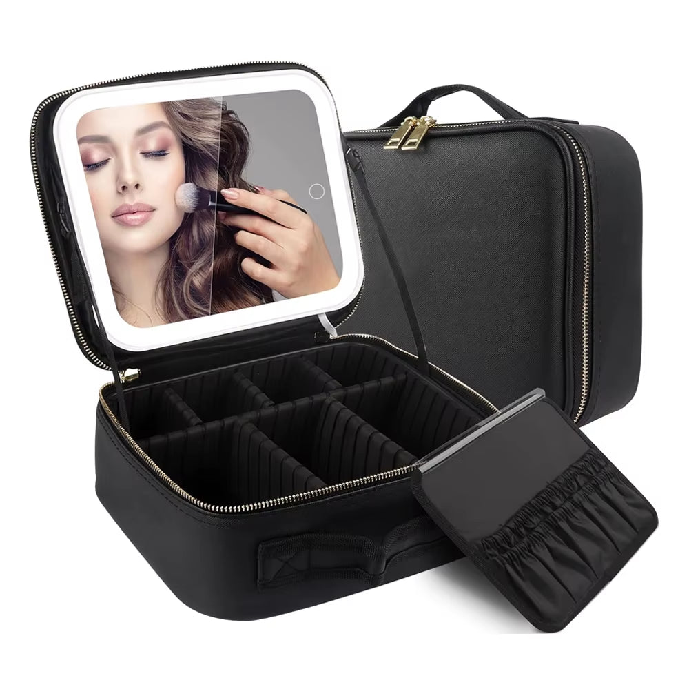 Travel Makeup Case with LED Mirror