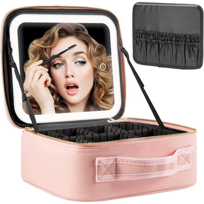 Travel Makeup Case with LED Mirror