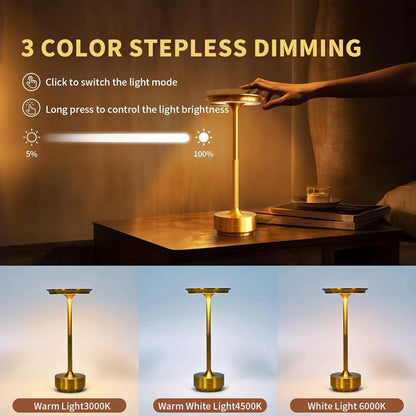 Cordless Gold Touch Table Lamp