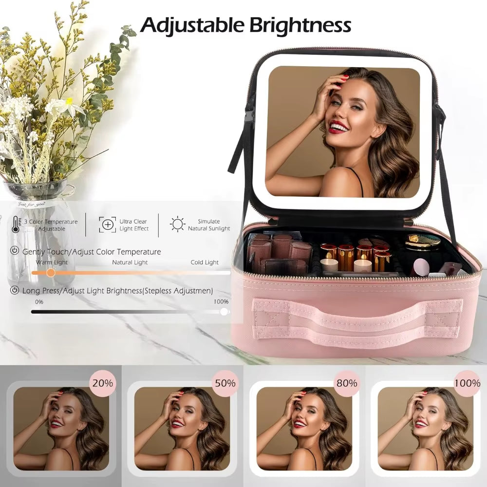 Travel Makeup Case with LED Mirror
