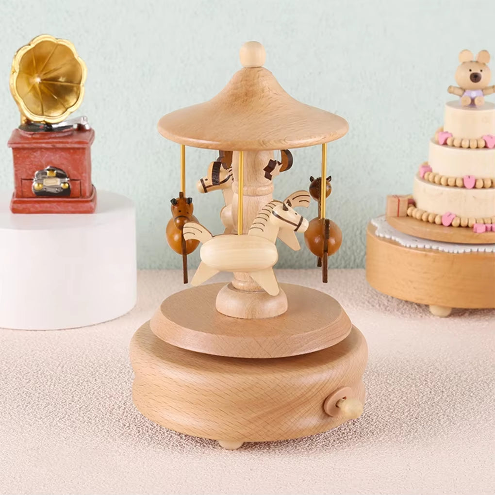 Wooden Carousel Music Box