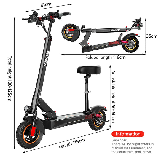 600W Adult Electric Scooter for Commuting Shopping, 48V Folding Electric Skateboard for Women Men with Seat & LED Headlight, 10" Tire